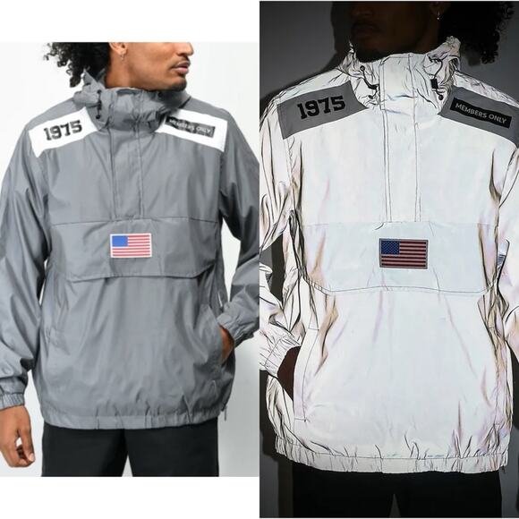 Members Only Astronaut Reflective Silver Jacket L Streetwear Athleisure Sporty - Picture 1 of 16
